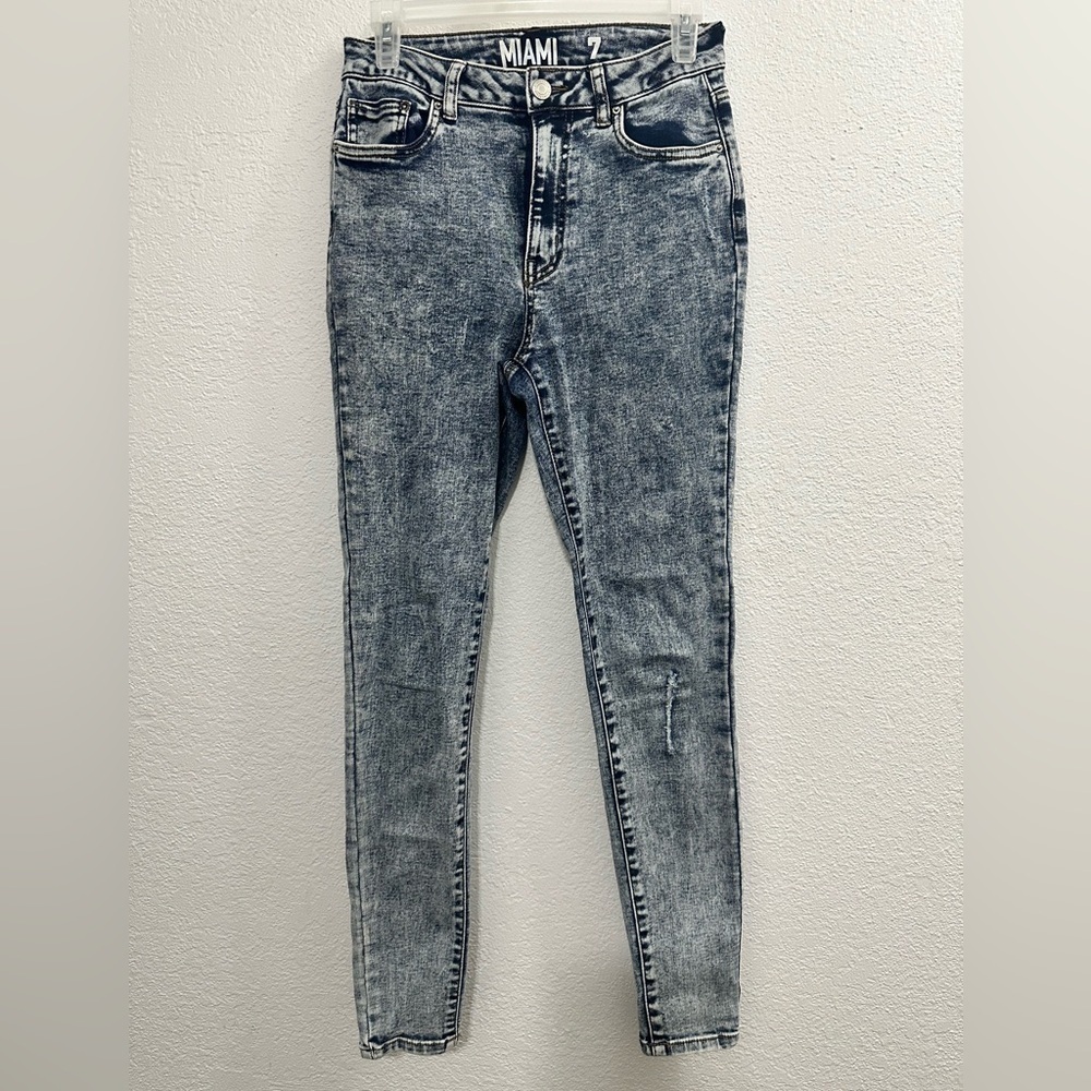 SWS denim co Miami high rise super skinny acid wash sz7